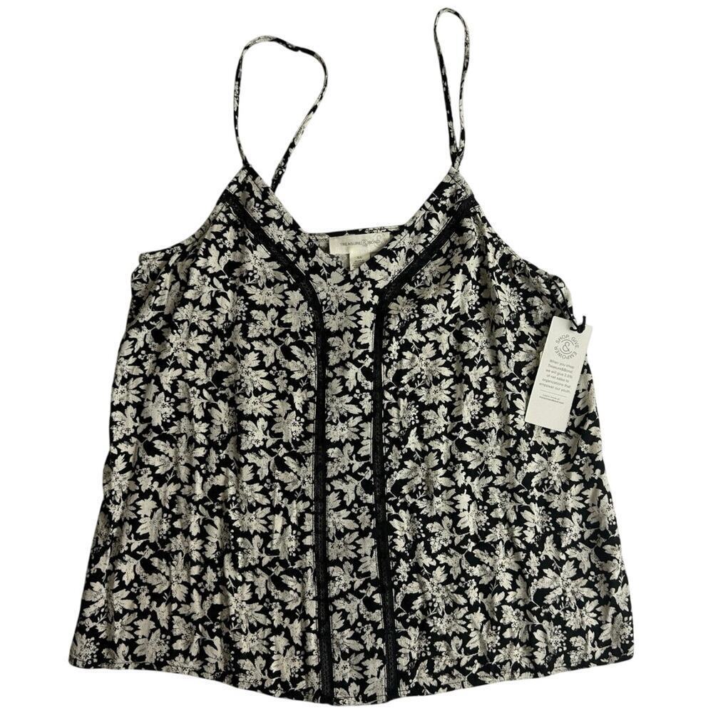 Treasure & Bond Floral Lace Inset Camisole Tank Top - XS